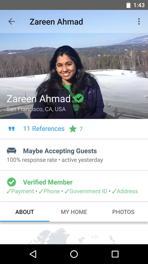 Couchsurfing Travel App screenshot
