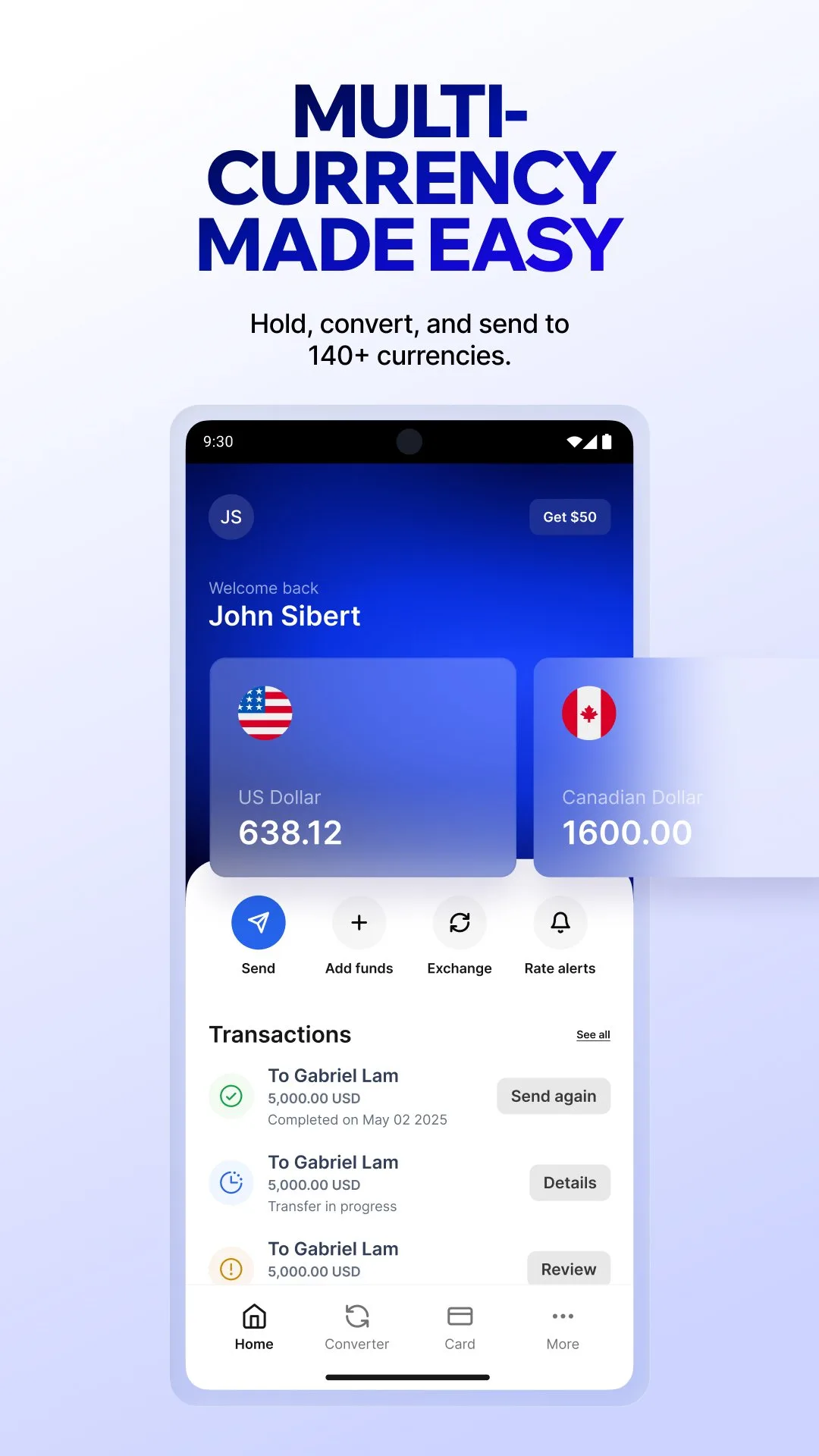 Xe Money Transfer & Converter screenshot