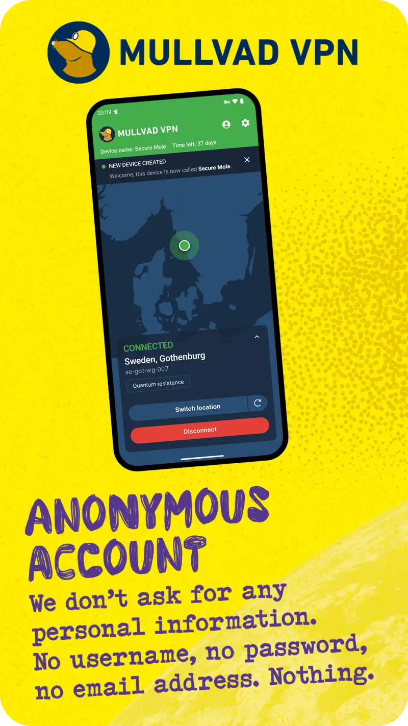 Mullvad VPN screenshot